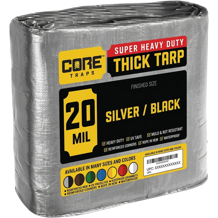 20 Mil Heavy Duty Waterproof Tarp | Core Tarps UV Resistant Cover