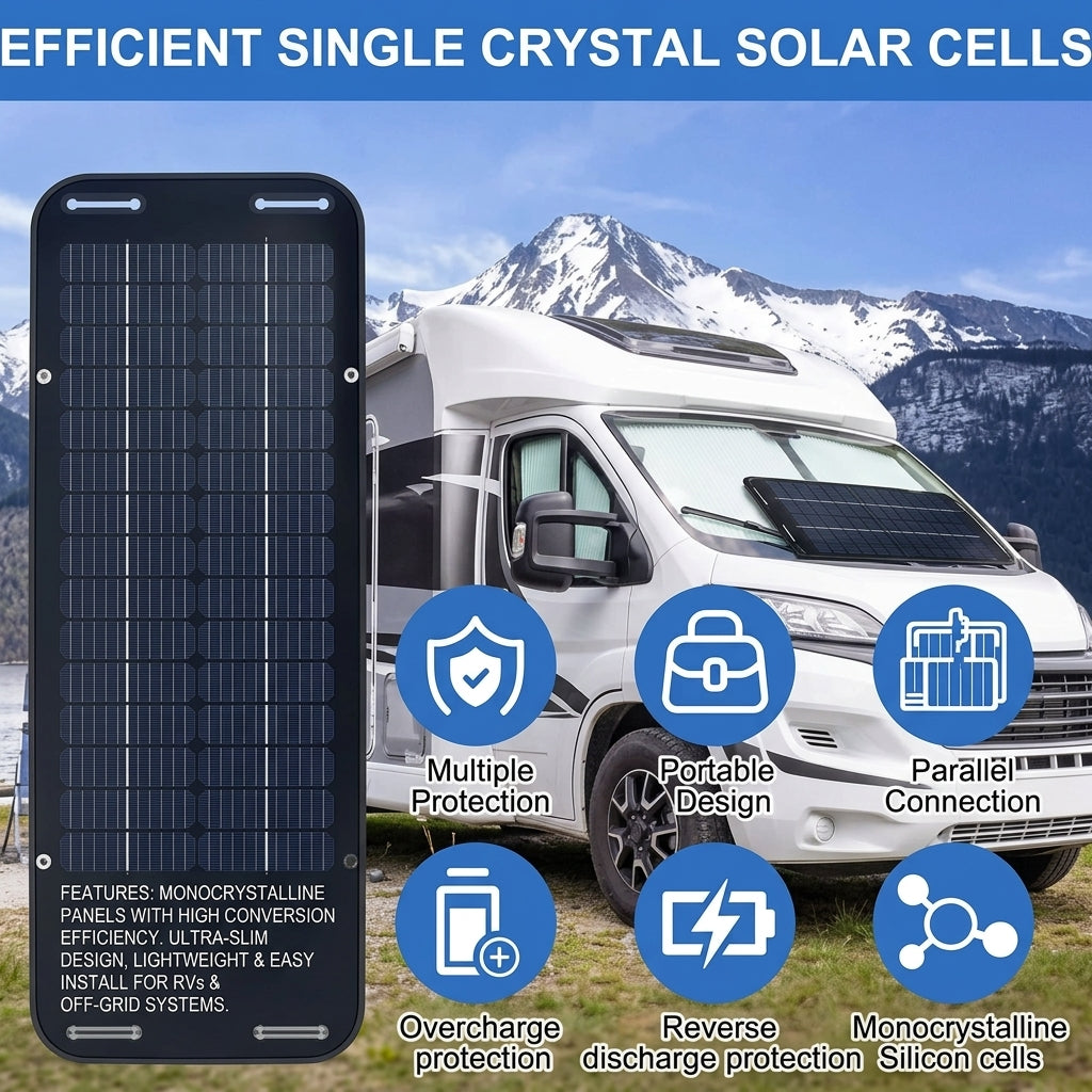 30W 12V Solar Battery Charger & Trickle Maintainer | Car RV Boat