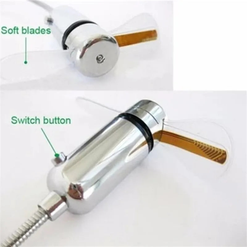 DIY USB Fan Gadget Mini LED Light Flash Clock Fan Flexible Alloy Real-time Clock Display Cool Fan for PC&Laptop&Car&Mobile Power