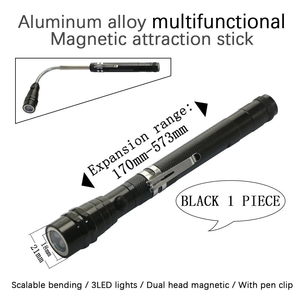 Telescopic Magnetic Pen with Light Mini Portable Magnet Pick Up Tool Extendable Pickup Rod Stick for Picking Up Screws Nut Bolt
