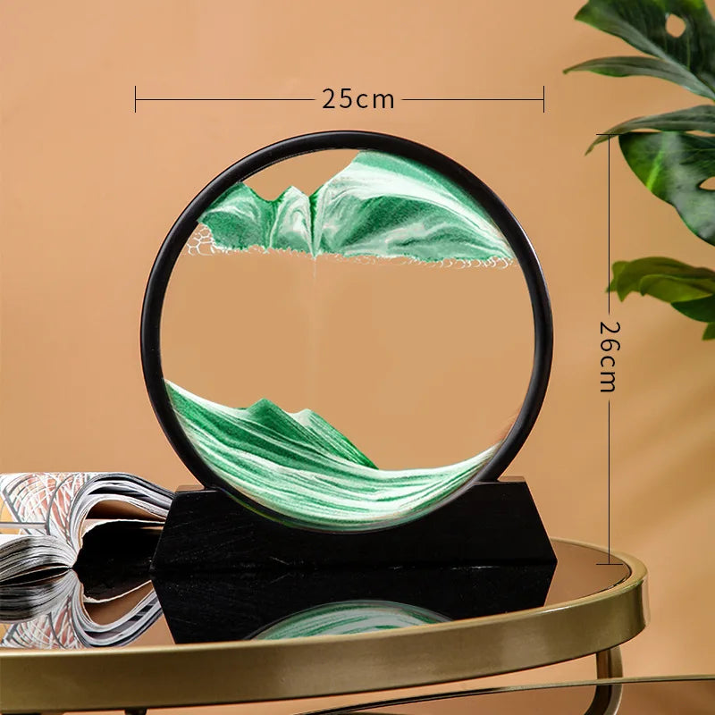 12 Inch 3D Moving Sand Art Picture Round Glass Ocean Sandscape Hourglass Quicksand Craft Flowing Sand Painting Home Decor
