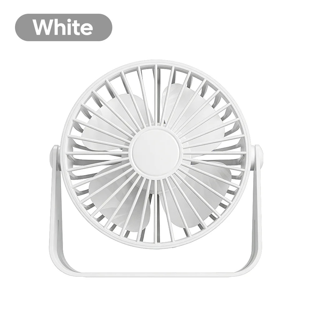 Mini USB Fan 4 Leaves Desktop Silent USB Cable Power Supply Plug and Play Small Portable 360Degree Angle Adjustment Electric Fan