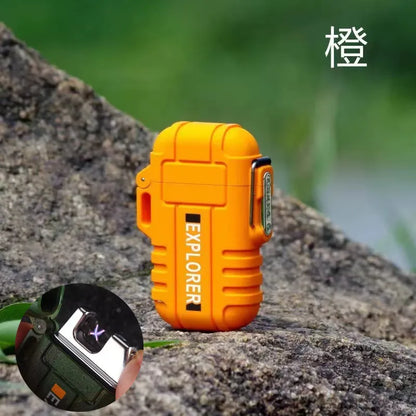 Waterproof Plasma USB Lighter Outdoor Camping Sports Windproof Double Arc Lighter Smoking Accessories Gadgets For Men