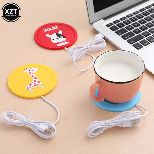 USB Power Suply Tea Coffee Cup Mug Warmer Heating Cup Mat Pad Coasters for Office Gadget Cartoon Original Wood Grain Mug Pad