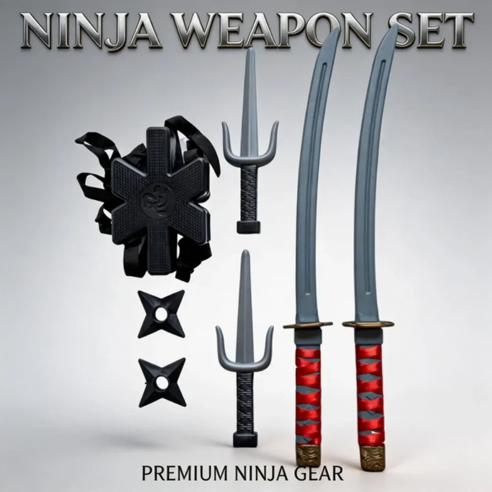 Ninja Set Halloween Children's Samurai Cosplay props shoulder straps Knife Set sword accessory Dart Model Gifts Collection Toys