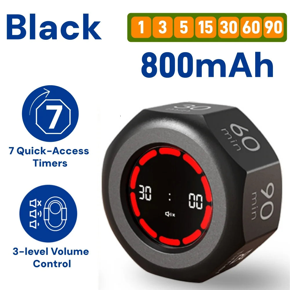 Pomodoro Timer -for Kitchen/Study/Shower Timer, Silent Flip Digital Visual Egg Timer, 5/10/25/50min Cooking Gadgets Smart