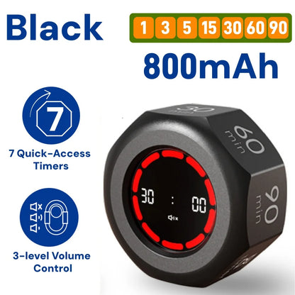 Pomodoro Timer -for Kitchen/Study/Shower Timer, Silent Flip Digital Visual Egg Timer, 5/10/25/50min Cooking Gadgets Smart
