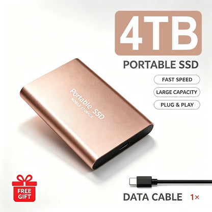 High Speed Portable SSD Original External Mobile Hard Drive 2TB 4TB Solid State Disk For Mac Laptop PC Secure Data Speed Storage