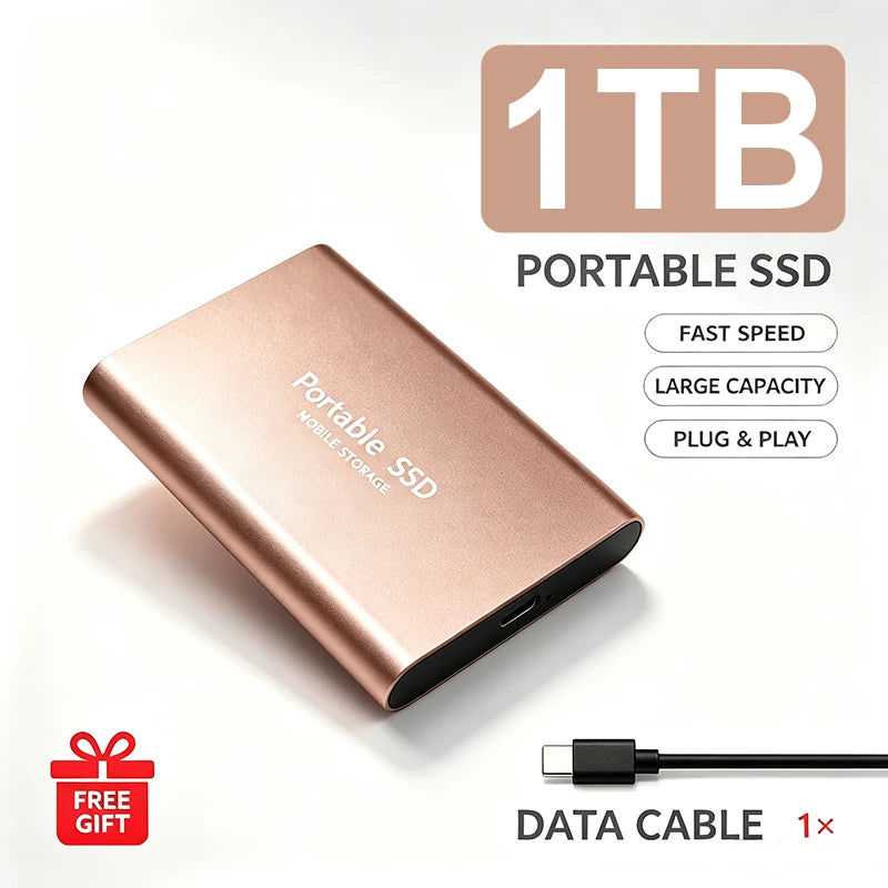 High Speed Portable SSD Original External Mobile Hard Drive 2TB 4TB Solid State Disk For Mac Laptop PC Secure Data Speed Storage
