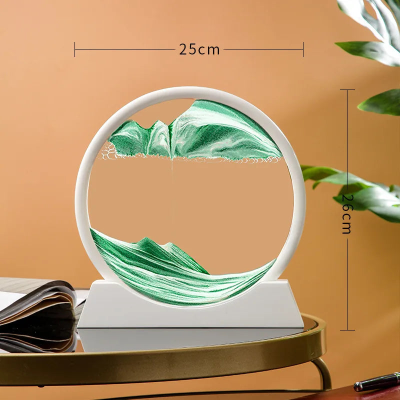 12 Inch 3D Moving Sand Art Picture Round Glass Ocean Sandscape Hourglass Quicksand Craft Flowing Sand Painting Home Decor