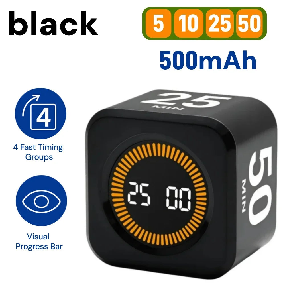 Pomodoro Timer -for Kitchen/Study/Shower Timer, Silent Flip Digital Visual Egg Timer, 5/10/25/50min Cooking Gadgets Smart