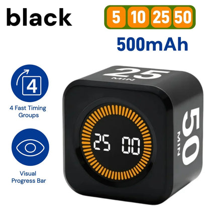 Pomodoro Timer -for Kitchen/Study/Shower Timer, Silent Flip Digital Visual Egg Timer, 5/10/25/50min Cooking Gadgets Smart