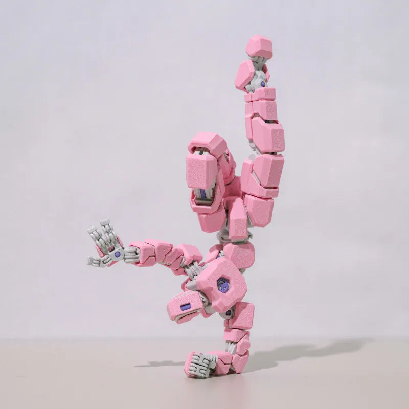 3D Printed Multi Jointed Full Articulated Mecha Robot Action Figure Pink Mechanical Style Stress Relief Toy For Adult Collectors