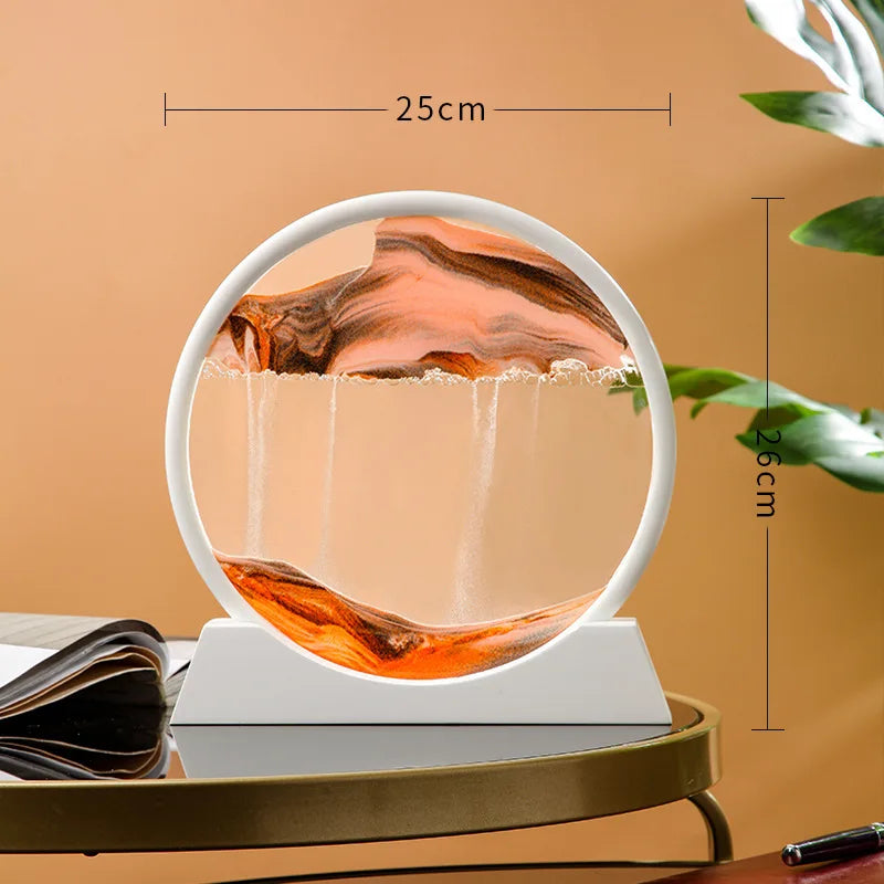 12 Inch 3D Moving Sand Art Picture Round Glass Ocean Sandscape Hourglass Quicksand Craft Flowing Sand Painting Home Decor