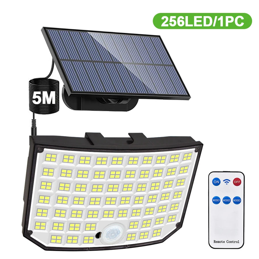 Solar Light Outdoor 328/348 LED Integrated Super Bright Motion Sensor Strong Power IP65 Waterproof 3 Working Modes Garden Wall
