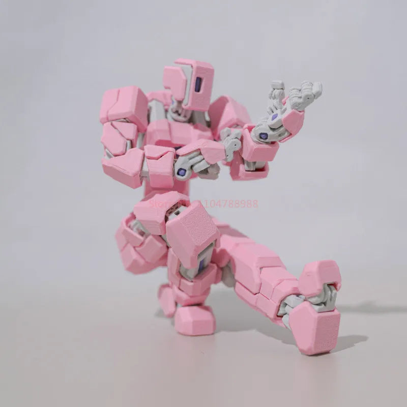 3D Printed Multi Jointed Full Articulated Mecha Robot Action Figure Pink Mechanical Style Stress Relief Toy For Adult Collectors
