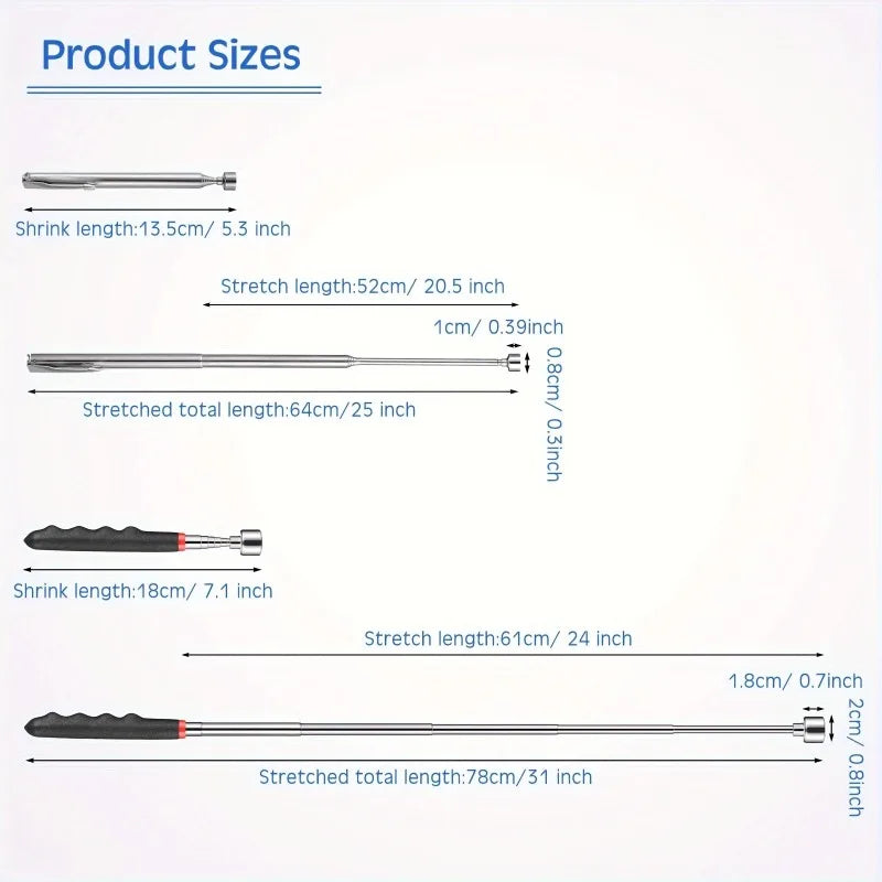 Telescoping Magnetic Pick Up Tool Handheld Extendable Magnetic Grabber Gadget Portable Magnet Pen Useful for Hard-to-Reach