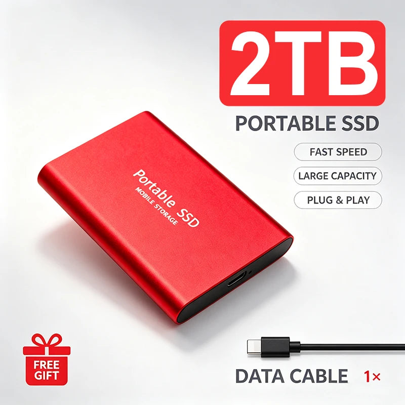 High Speed Portable SSD Original External Mobile Hard Drive 2TB 4TB Solid State Disk For Mac Laptop PC Secure Data Speed Storage