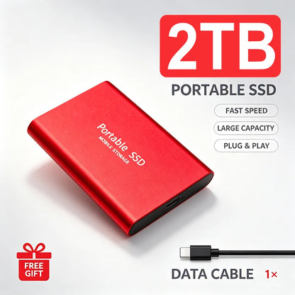 High Speed Portable SSD Original External Mobile Hard Drive 2TB 4TB Solid State Disk For Mac Laptop PC Secure Data Speed Storage