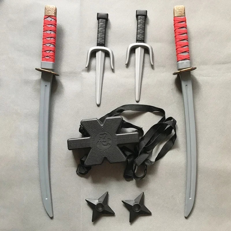 Ninja Set Halloween Children's Samurai Cosplay props shoulder straps Knife Set sword accessory Dart Model Gifts Collection Toys