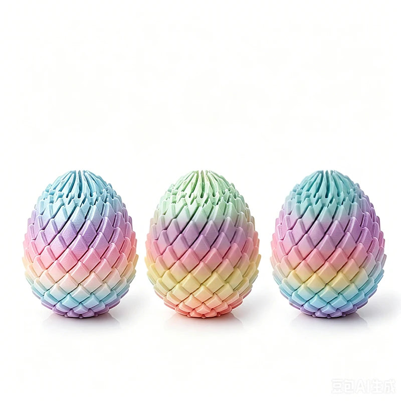 1/3pc 3D Printing Dragon Egg Random Rainbow Stress Relief Model Deformable Twist Egg Creative Stress-Relief Gadget Desk Ornament