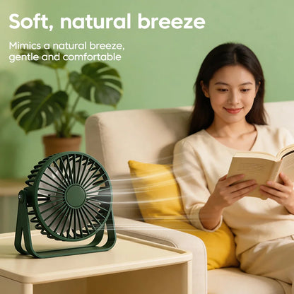 Mini USB Fan 4 Leaves Desktop Silent USB Cable Power Supply Plug and Play Small Portable 360Degree Angle Adjustment Electric Fan