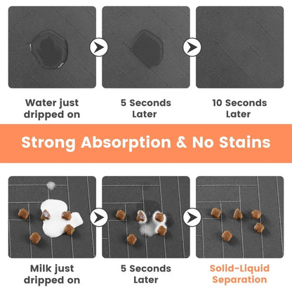 Pet Feeding Mat Absorbent Dog Cat Mat for Food and Water Easy to Clean Pet Placemats Quick Dry Dog Mat for Messy Drinkers