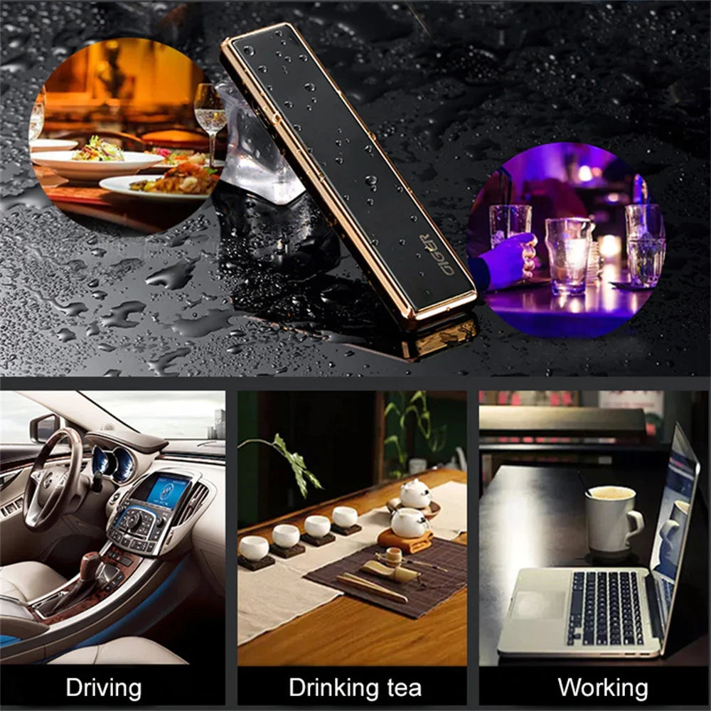 Internet Celebrity Explosion Metal USB Rechargeable Tungsten Lighter Portable Windproof Cigarette Lighter Men's Gift Gadget