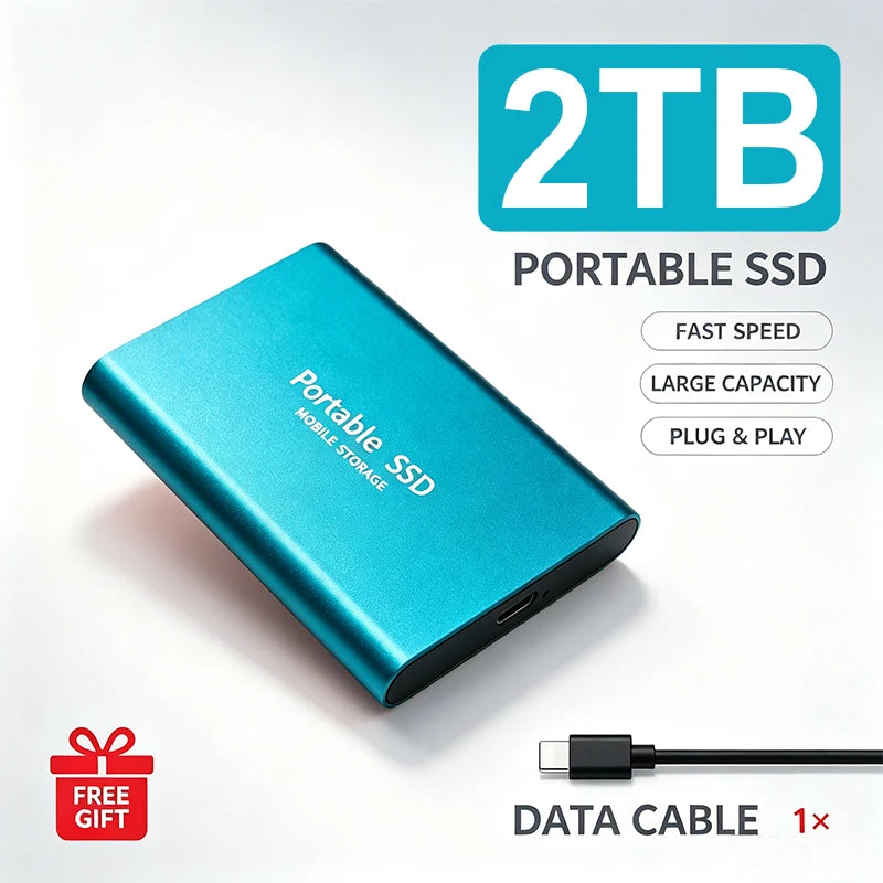 High Speed Portable SSD Original External Mobile Hard Drive 2TB 4TB Solid State Disk For Mac Laptop PC Secure Data Speed Storage