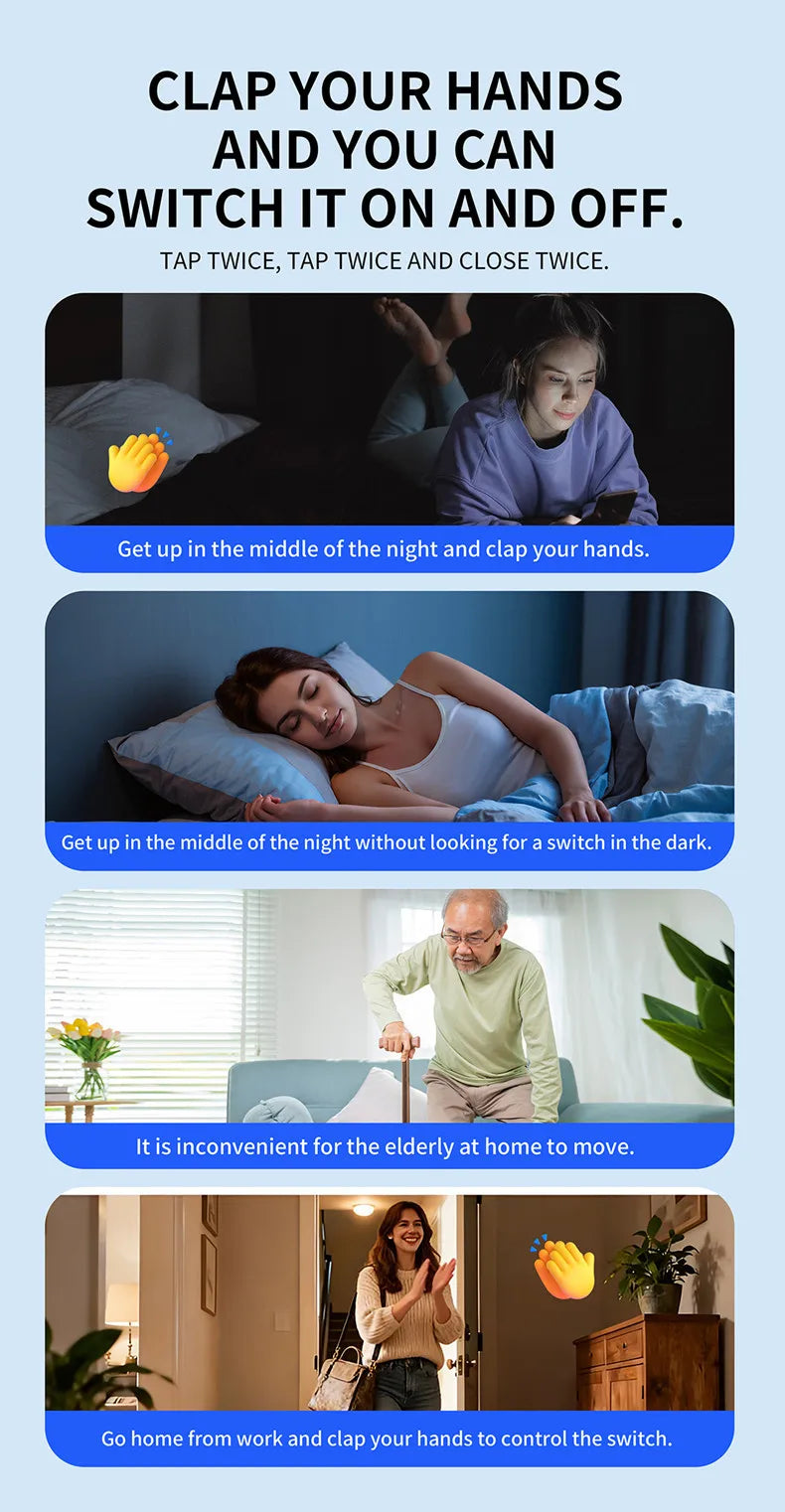 USB Smart Voice-Controlled Switch, Clapping Control Power Adapter, Lazy Person's Gadget, Universal for Night Light, Fan, and Humidifier / Control by Clapping Twice / USB Voice-Controlled Switch, Clapping to Turn On/Off, Smart
