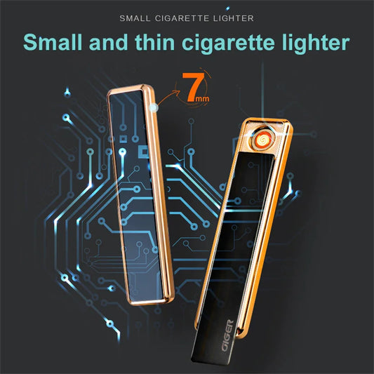 Internet Celebrity Explosion Metal USB Rechargeable Tungsten Lighter Portable Windproof Cigarette Lighter Men's Gift Gadget