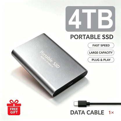 High Speed Portable SSD Original External Mobile Hard Drive 2TB 4TB Solid State Disk For Mac Laptop PC Secure Data Speed Storage