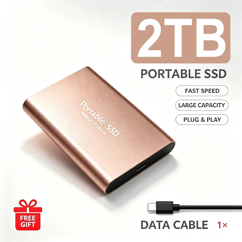 High Speed Portable SSD Original External Mobile Hard Drive 2TB 4TB Solid State Disk For Mac Laptop PC Secure Data Speed Storage