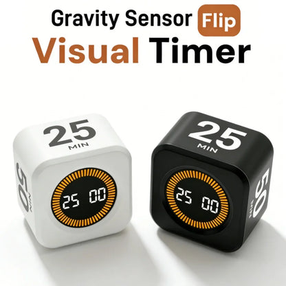 Pomodoro Timer -for Kitchen/Study/Shower Timer, Silent Flip Digital Visual Egg Timer, 5/10/25/50min Cooking Gadgets Smart