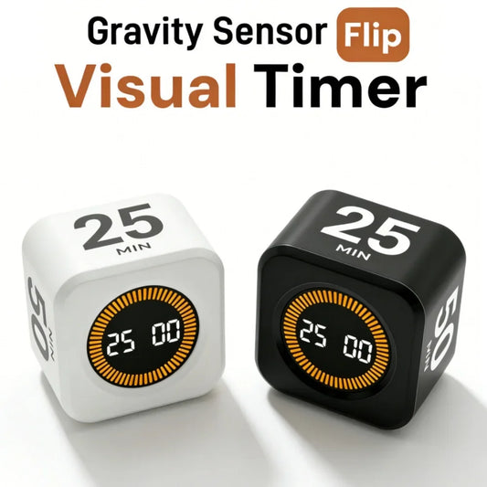 Pomodoro Timer -for Kitchen/Study/Shower Timer, Silent Flip Digital Visual Egg Timer, 5/10/25/50min Cooking Gadgets Smart