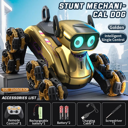 New Gesture Control RC Robot Dog - 8-Wheel Stunt, Music Dancing Transform Toy for Kids Boys Girls