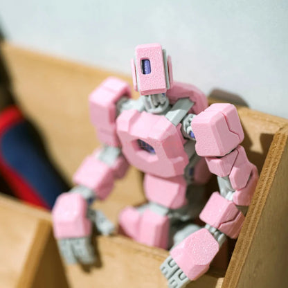 3D Printed Multi Jointed Full Articulated Mecha Robot Action Figure Pink Mechanical Style Stress Relief Toy For Adult Collectors