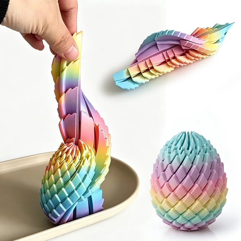 1/3pc 3D Printing Dragon Egg Random Rainbow Stress Relief Model Deformable Twist Egg Creative Stress-Relief Gadget Desk Ornament