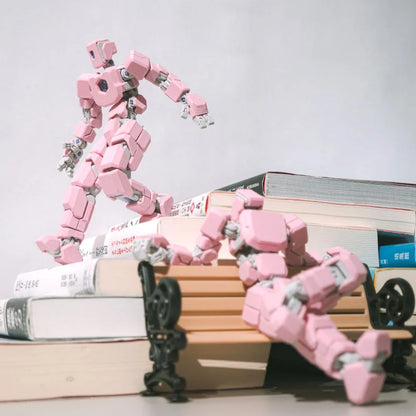 3D Printed Multi Jointed Full Articulated Mecha Robot Action Figure Pink Mechanical Style Stress Relief Toy For Adult Collectors