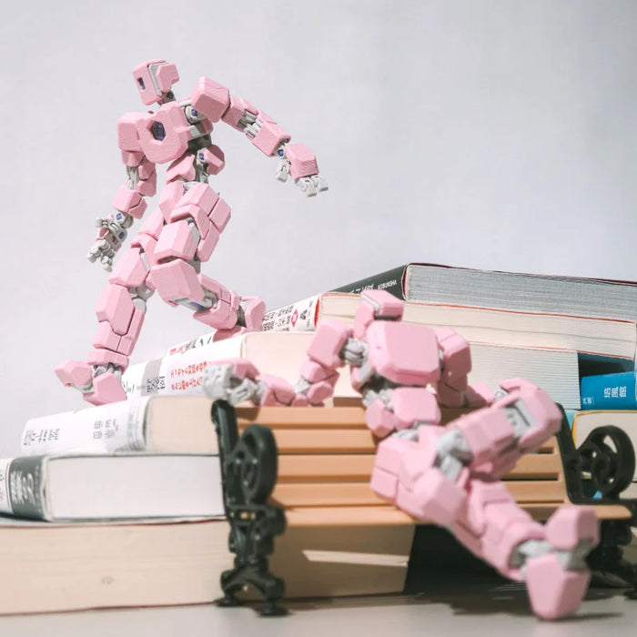 3D Printed Multi Jointed Full Articulated Mecha Robot Action Figure Pink Mechanical Style Stress Relief Toy For Adult Collectors