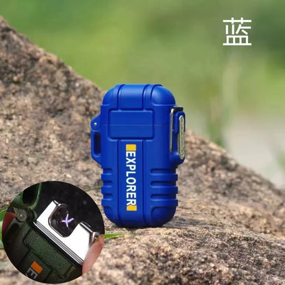 Waterproof Plasma USB Lighter Outdoor Camping Sports Windproof Double Arc Lighter Smoking Accessories Gadgets For Men