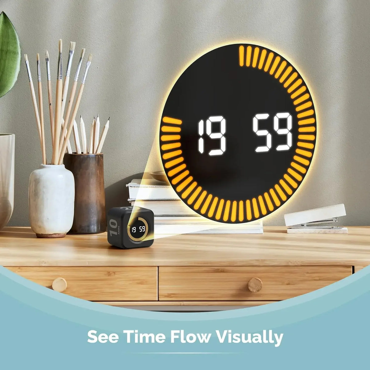 Pomodoro Timer -for Kitchen/Study/Shower Timer, Silent Flip Digital Visual Egg Timer, 5/10/25/50min Cooking Gadgets Smart