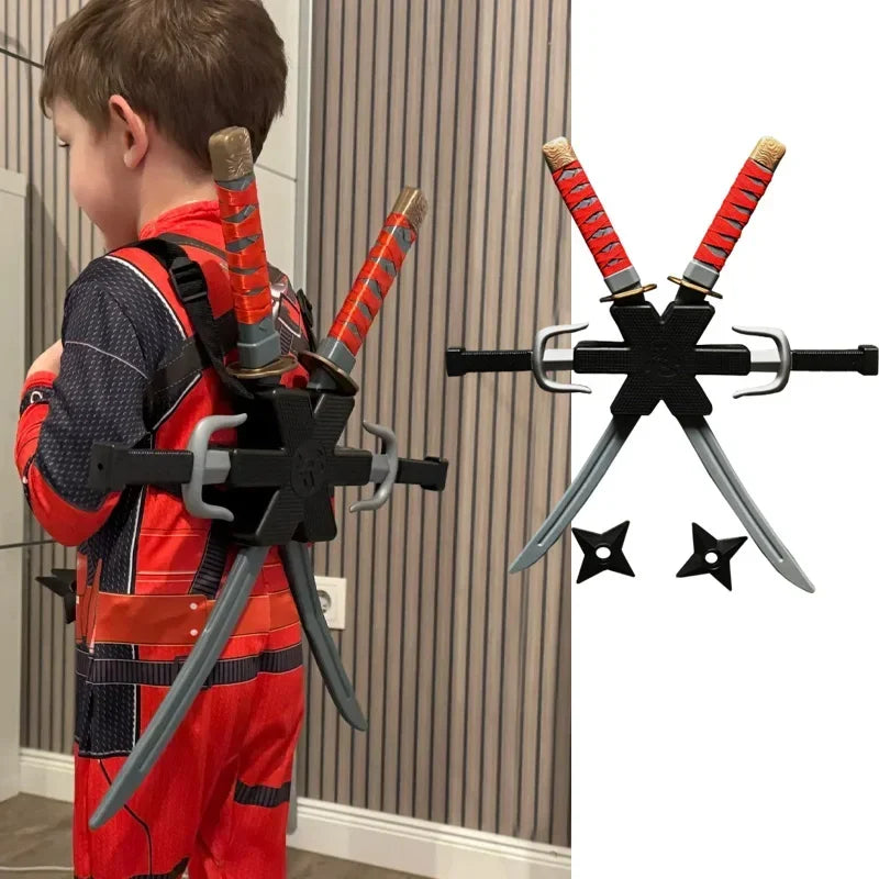 Ninja Set Halloween Children's Samurai Cosplay props shoulder straps Knife Set sword accessory Dart Model Gifts Collection Toys