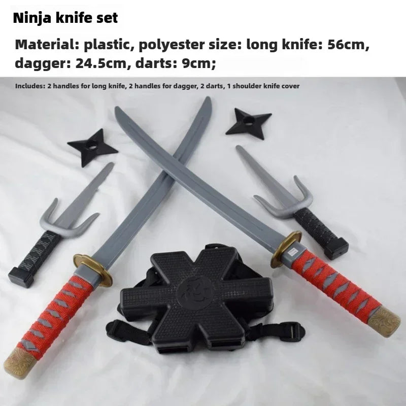 Ninja Set Halloween Children's Samurai Cosplay props shoulder straps Knife Set sword accessory Dart Model Gifts Collection Toys