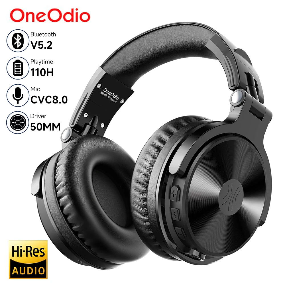 Oneodio Pro-C Bluetooth Wireless Headphones With Mic 110Hr Hi-Res Over Ear Bluetooth 5.2 Headset Earphone For Phone PC Sports