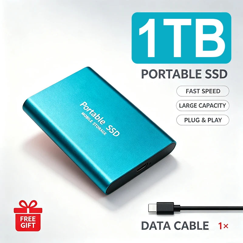 High Speed Portable SSD Original External Mobile Hard Drive 2TB 4TB Solid State Disk For Mac Laptop PC Secure Data Speed Storage
