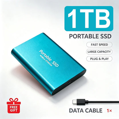 High Speed Portable SSD Original External Mobile Hard Drive 2TB 4TB Solid State Disk For Mac Laptop PC Secure Data Speed Storage
