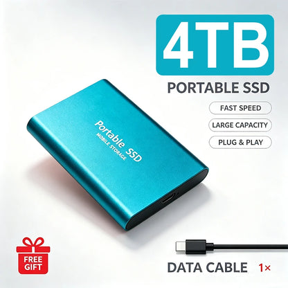 High Speed Portable SSD Original External Mobile Hard Drive 2TB 4TB Solid State Disk For Mac Laptop PC Secure Data Speed Storage