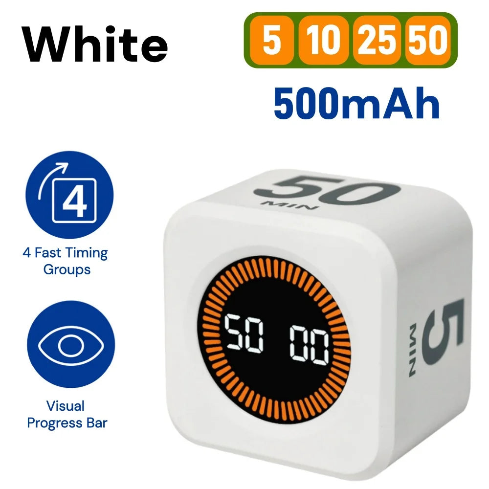 Pomodoro Timer -for Kitchen/Study/Shower Timer, Silent Flip Digital Visual Egg Timer, 5/10/25/50min Cooking Gadgets Smart