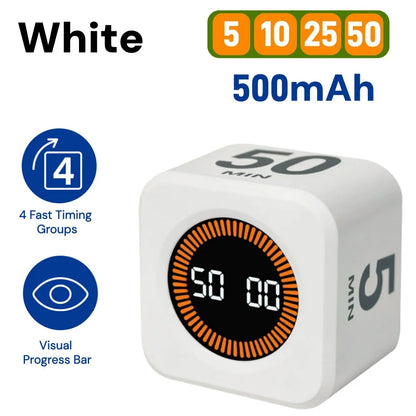 Pomodoro Timer -for Kitchen/Study/Shower Timer, Silent Flip Digital Visual Egg Timer, 5/10/25/50min Cooking Gadgets Smart